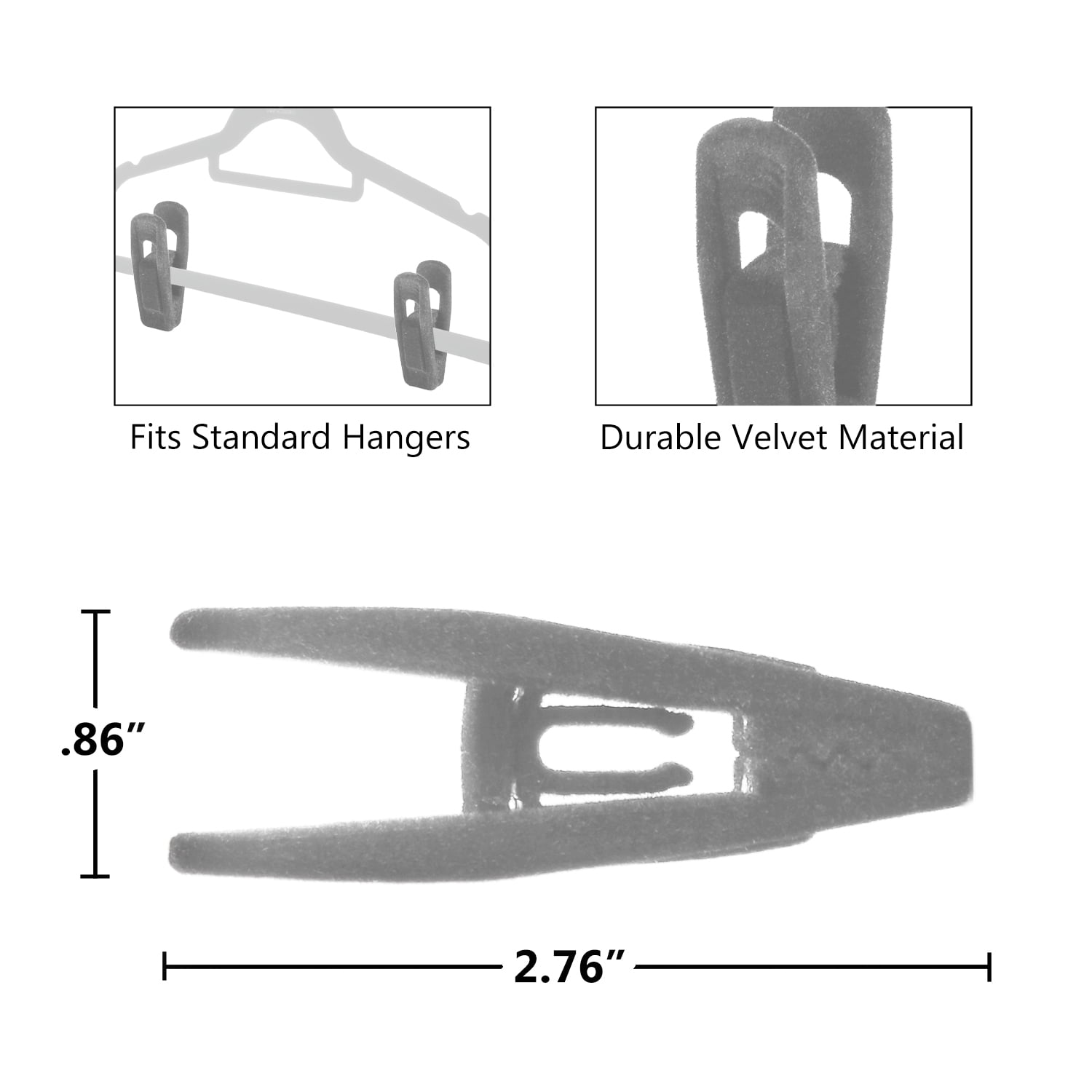 Closet Accessories, Velvet hangers, non-slip ultra slim space saving hanger, with notches, tie bar, and swivel hooks, 30 pack, with bonus 20 matching velvet finger clips. (Grey [Charcoal]))