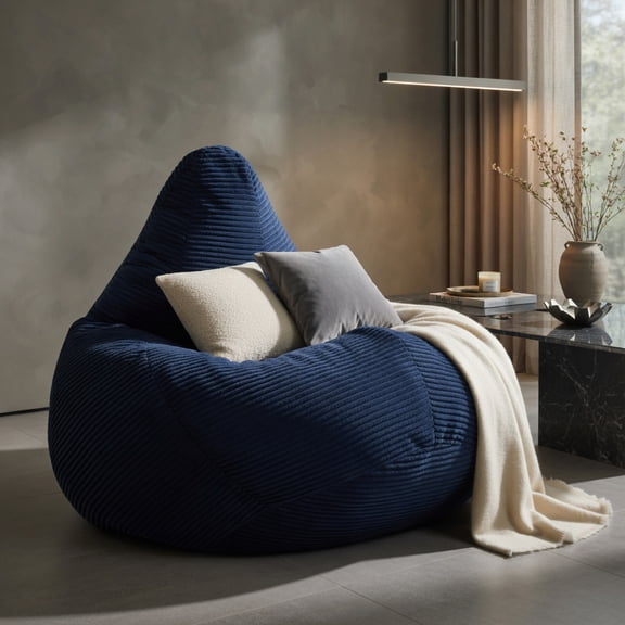 Hommoo Bean Bag Sofa Chair Lazy Sofa Chair, Ultra Soft Lazy Sofa with Skin-friendly Corduroy Cover and Soft Sponge Filling, Blue