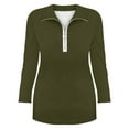 thumbnail image 4 of Yigetop Quarter Zip Pullover Women Women's V Neck 3/4 Sleeve Tops Quarter Zip Collared Shirts Shirts Summer Tees Zip Up Sweaters for Women Army Green L, 4 of 4