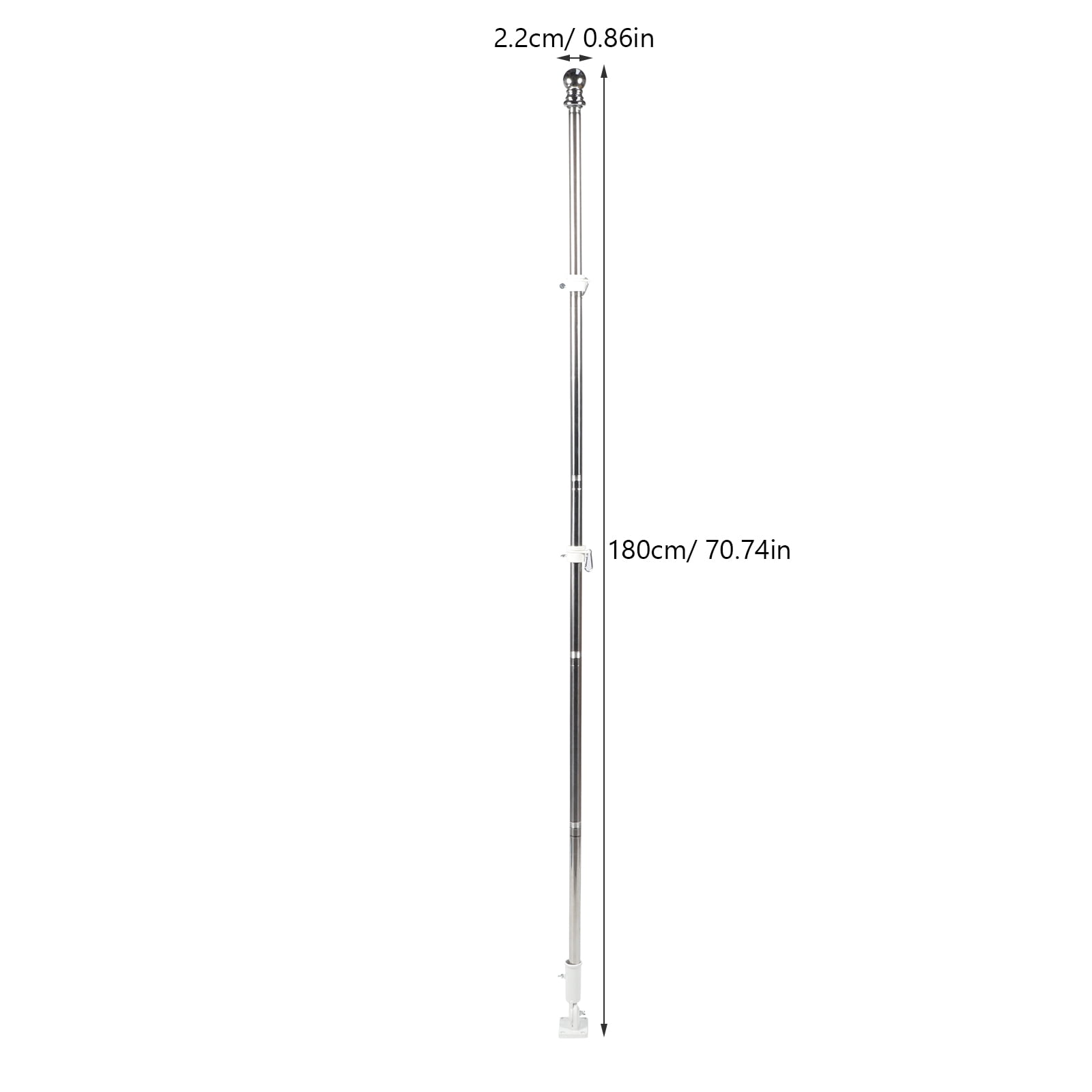 YOSADIER Five-section Stainless Steel Flagpole Set Silver 1 Set For Wall