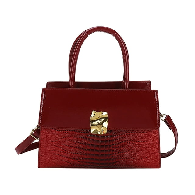 Qarigey Cartera segura de piel de vaca para mujer, elegante y con correa ajustable, bolso cruzado para el hombro Bolsas de mensajero y de hombro Rojo