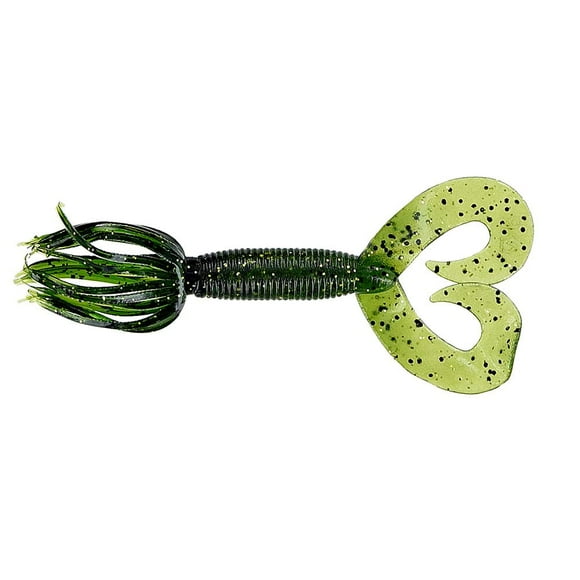 Gary Yamamoto Gary, Skirted Twin Tail Hula Grub, 5"", Watermelon with Black & Gold Flake, Multi (97-10-323)