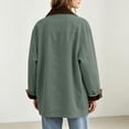 thumbnail image 7 of Bexdxz Barn Jackets for Women, Contrast Corduroy Collar Button Down Coat, Relaxed Fit Mid‑Length Long Sleeve Outerwear with Pockets, Casual Fall Daily Workwear for Women Green S, 7 of 7