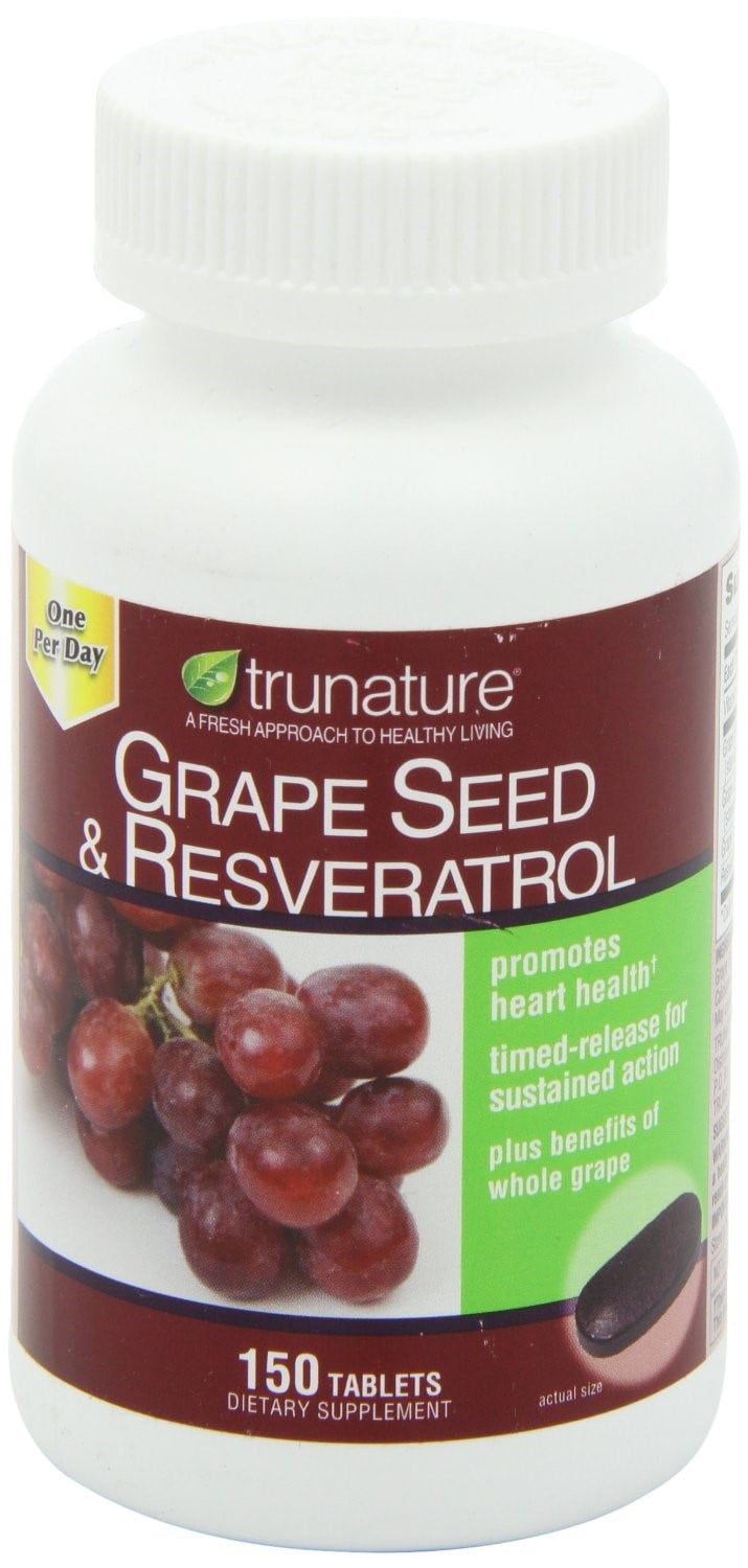 trunature Grape Seed & Reservatrol Supplement Tablets, 150 Ct