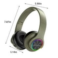 thumbnail image 2 of Auriculares inalámbricos Bluetooth universales, Iluminados, Luz de respiración de siete colores, Plegables, Subwoofer, Con ranura para tarjeta, Graves profundos - Verde, 2 of 7
