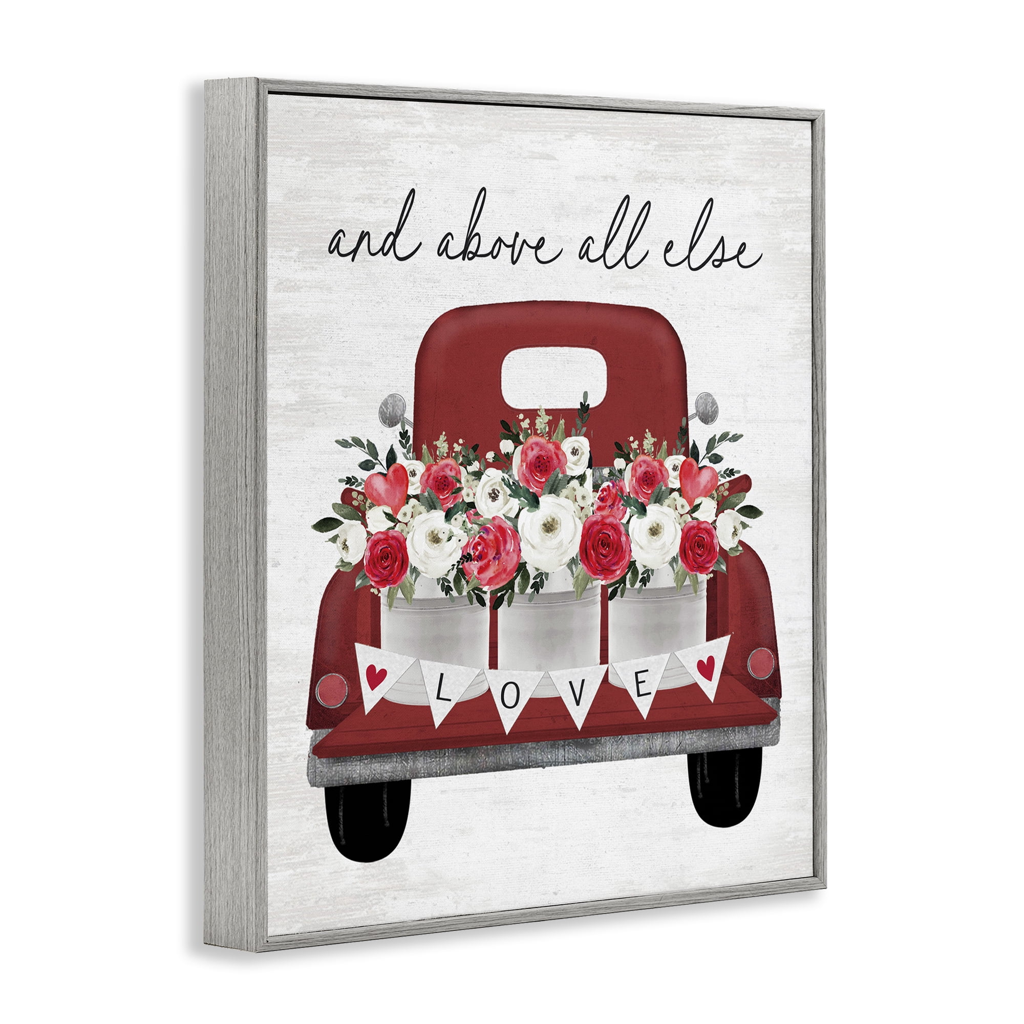 Stupell Industries Love Above All Else Transportation Painting Gray Framed Art Print Wall Art, 16 x 20