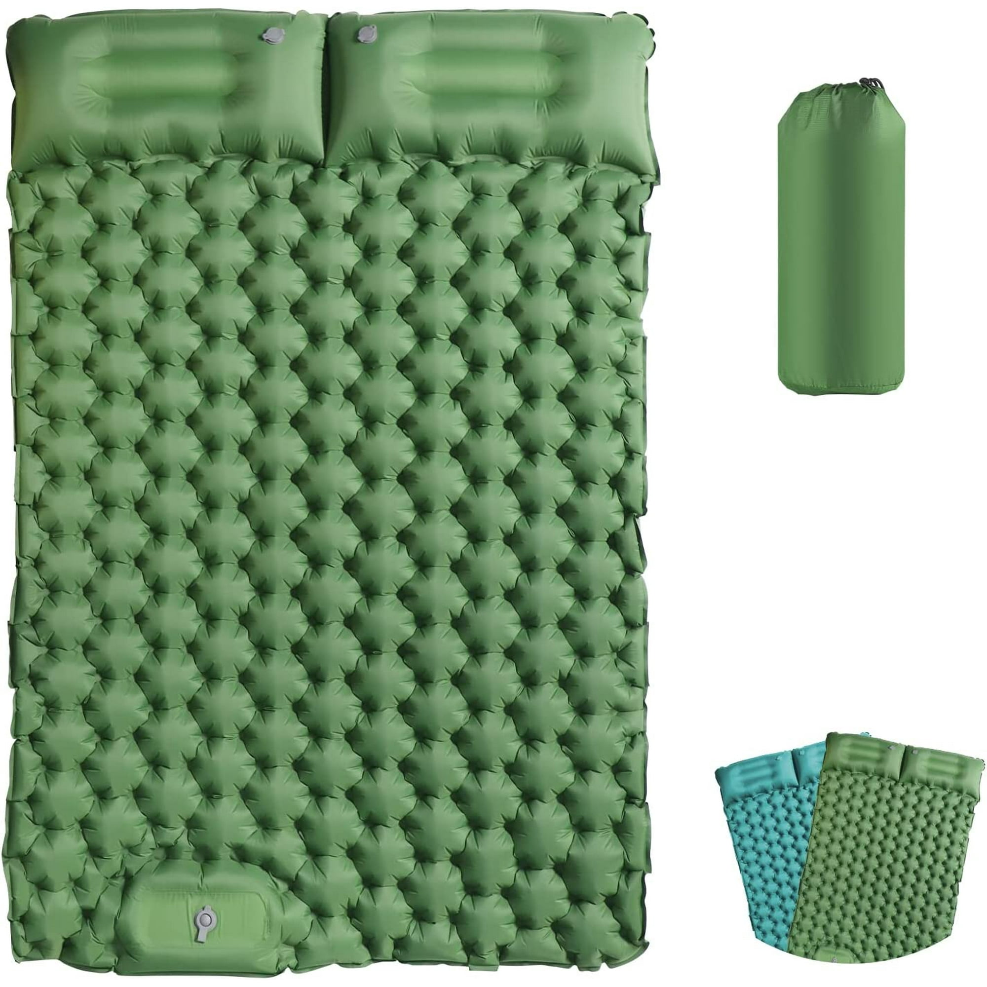nipocaio 2 Person Camping Inflatable Mattress 123CM Self Inflating Mattress Hiking Mattress with Pillow Foldable Self Inflating Sleeping Mat Camping