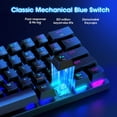 thumbnail image 3 of Pauroty 60% Wireless Mechanical Gaming Keyboard, 2.4G/USB-C/Bluetooth Keyboard with RGB Backlit, Blue Switch, 61 Keys Mini Portable Keyboard for Windows Mac PC Gamer, 3 of 8