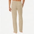 thumbnail image 4 of Men's Cotton Linen Pants Elastic Waist Drawstring Straight-Legs Pants with Pockets Linen Cotton Trousers Casual Summer Beach Loose Fit Lightweight Lounge Pants,Brown 2XL, 4 of 4