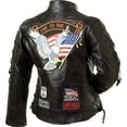 thumbnail image 2 of WOMENS SMALL Black Leather Motorcycle Jacket with Embroidered Patches, 2 of 2