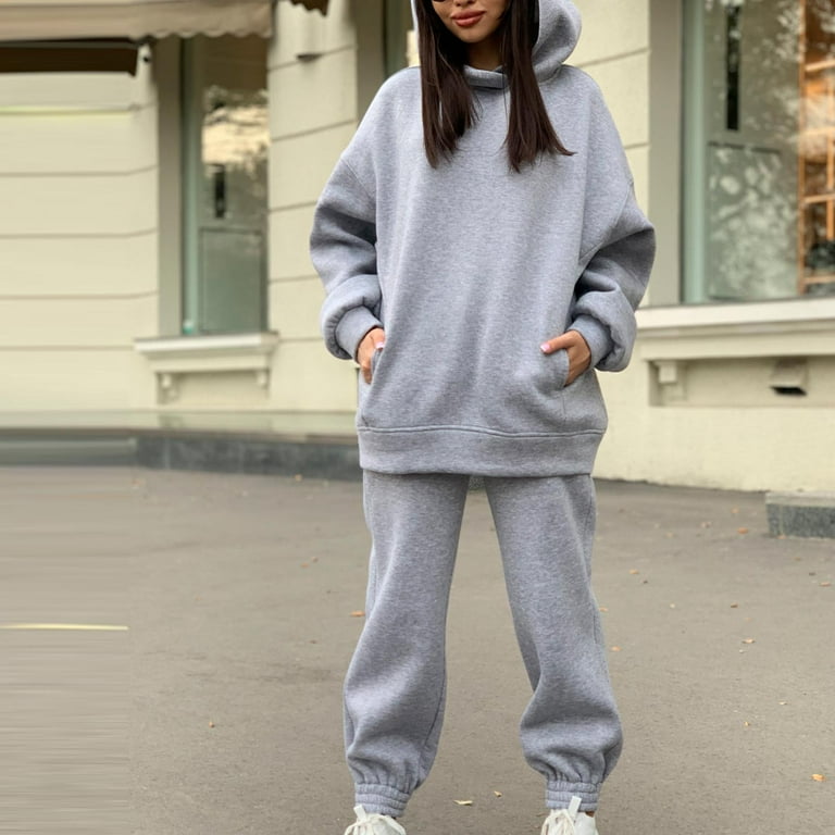Women Hoodies Tracksuit Long Sleeve Sweatshirts with Side Pockets