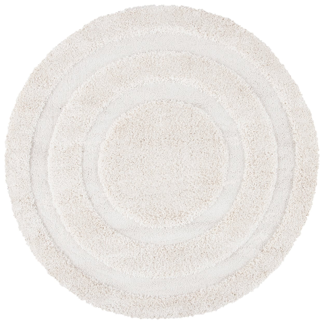 SAFAVIEH Florida Mason Bordered Shag Area Rug, Cream, 4' x 4' Round
