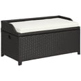 thumbnail image 2 of Outsunny Wicker Storage Bench Deck Box with Comfortable Cushion, Cream, 2 of 9