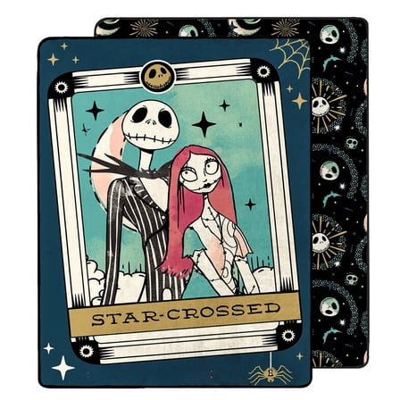 Disney Nightmare Before Christmas Blanket Star Crossed Tarot Card Reversible Throw