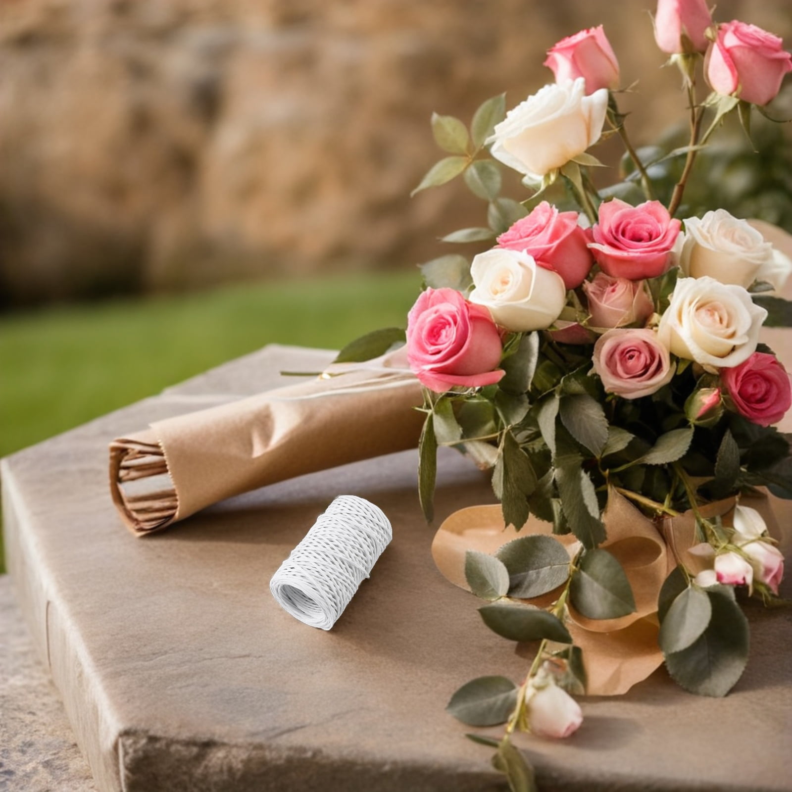 OUNONA White Paper Coated Floral Wire for Gardening, Flower Arranging, Crafting, Floral Projects and Decorations