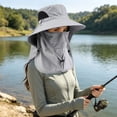 thumbnail image 5 of BESEW7 Outdoor Sun Protection Bucket Hat for Men Women, Fishing Sun Hat with Detachable Neck Flap for Hiking Gardening Beach Boating Travel Gray, 5 of 8