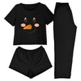 thumbnail image 2 of EchfiProm Womens Cute Christmas Pajamas 3 Piece Set Loungewear Comfy Short Sleeve Long Pants Black Pjs Set for Women Festive, 2 of 8