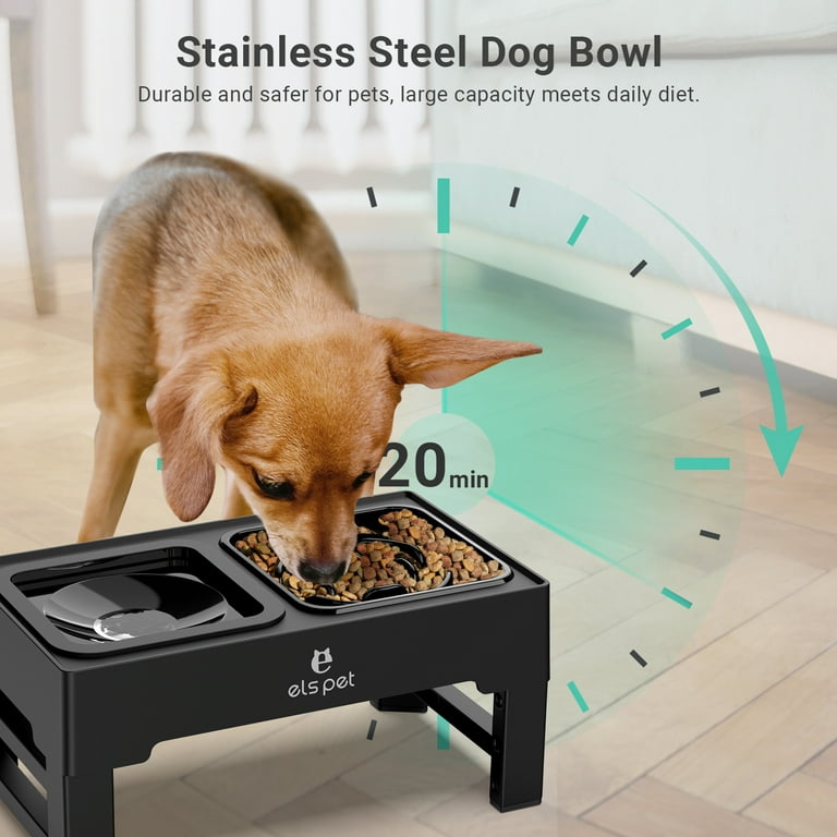 ELS PET Elevated Dog Bowls, Adjustable Raised Dog Bowls with No