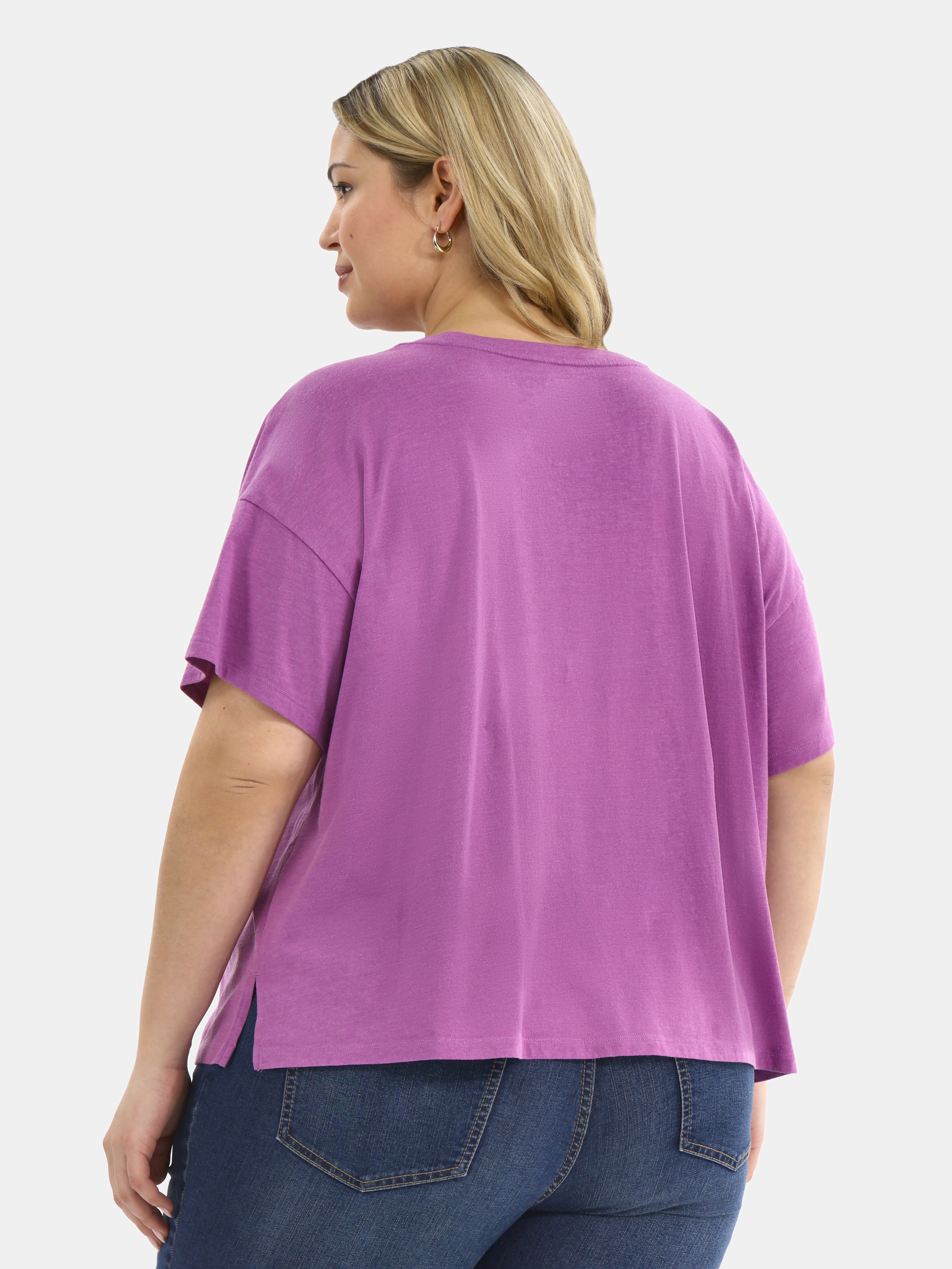 Terra & Sky Women's Plus Short Sleeve Boxy Tee, Sizes 0X-5X