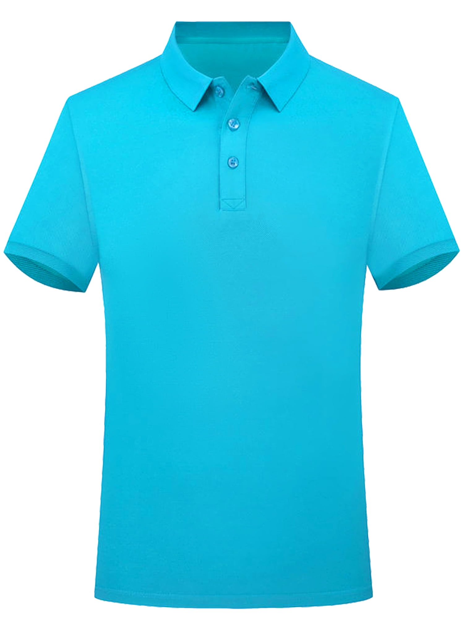DARING DIVA Men's Solid Stretch Short Sleeve Slim Fit Golf Shirt L Bright Blue