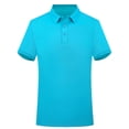 thumbnail image 2 of DARING DIVA Men's Solid Stretch Short Sleeve Slim Fit Golf Shirt M Bright Blue, 2 of 6