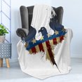thumbnail image 4 of Eagle Soft Flannel Fleece Throw Blanket, American Flag on Silhouette of National Bird of Country Majestic Animal, Cozy Plush for Indoor and Outdoor Use, 60" x 80", Blue Red Sepia, by Ambesonne, 4 of 5