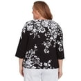 thumbnail image 2 of Alfred Dunner Womens Plus-Size Asymmetric Floral Monotone Crewneck Top, 2 of 4