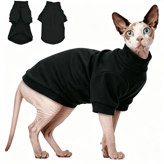 GASTROPOD Sphynx Cat Sweater Soft Warm Long Sleeve Fleece for Cats&Small Dogs Cat Clothes