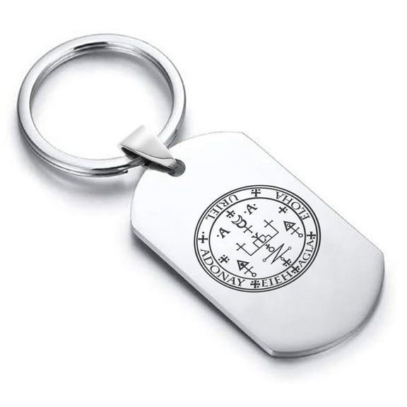Stainless Steel Seal of Archangel Uriel Dog Tag Keychain Circle Ring