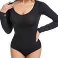 thumbnail image 6 of Viluyesy Womens Shapewear, Tummy Control Tight Fit Long Sleeve Scoop Neck Sculpting Bodysuit Black M, 6 of 7