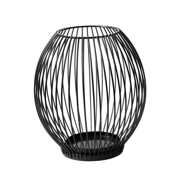 Soporte para velas, candelabro de jaula de Metal, candelabro de Pilar, candelabro hueco para granja, cena, boda, iglesia, chimenea 16cmx18cm Negro