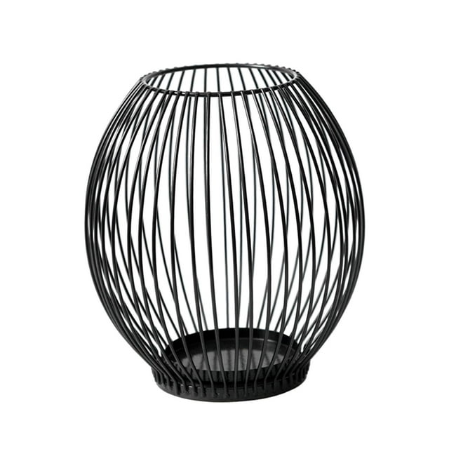 Soporte para velas, candelabro de jaula de Metal, candelabro de hierro, candelabro de pilar para fiesta, candelabro para sala de estar de boda, 16cmx18cm Negro