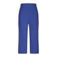 thumbnail image 5 of Stamzod Work Pants Women Capri Leggings Fashion Solid Color Summer Stretch Waist Business Capris Casual Slim Fit Yoga Capri Leggings with Pockets for Women Blue XL, 5 of 6