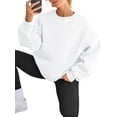 thumbnail image 3 of Chandails en Molleton Oversize pour Femmes Chandail à Capuchon en Polaire Col Rond Manches Longues Pulls Confortables Tenues de Mode Automne Blanc TTG, 3 of 9