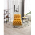thumbnail image 3 of Tufted Velvet Chaise Lounge, Leisure Upholstered Sofa Couch with Acrylic Feet and Lumbar Pillow, Modern Upholstered Couch with Tufted Button for Living Room, Bedroom and Reading Room, Yellow, 3 of 9