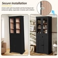 thumbnail image 6 of Sesslife 67.2" Bathroom Storage Cabinet, Modern Storage Organizer Unit with 2 Cabinets and 1 Drawer, Kitchen Pantry Cabinet with Tempered Glass Doors for Dining Room Living Room, Black, 6 of 10
