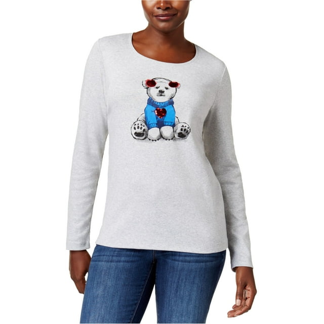 Camiseta con gráfico de oso Karen Scott para mujer gris PS