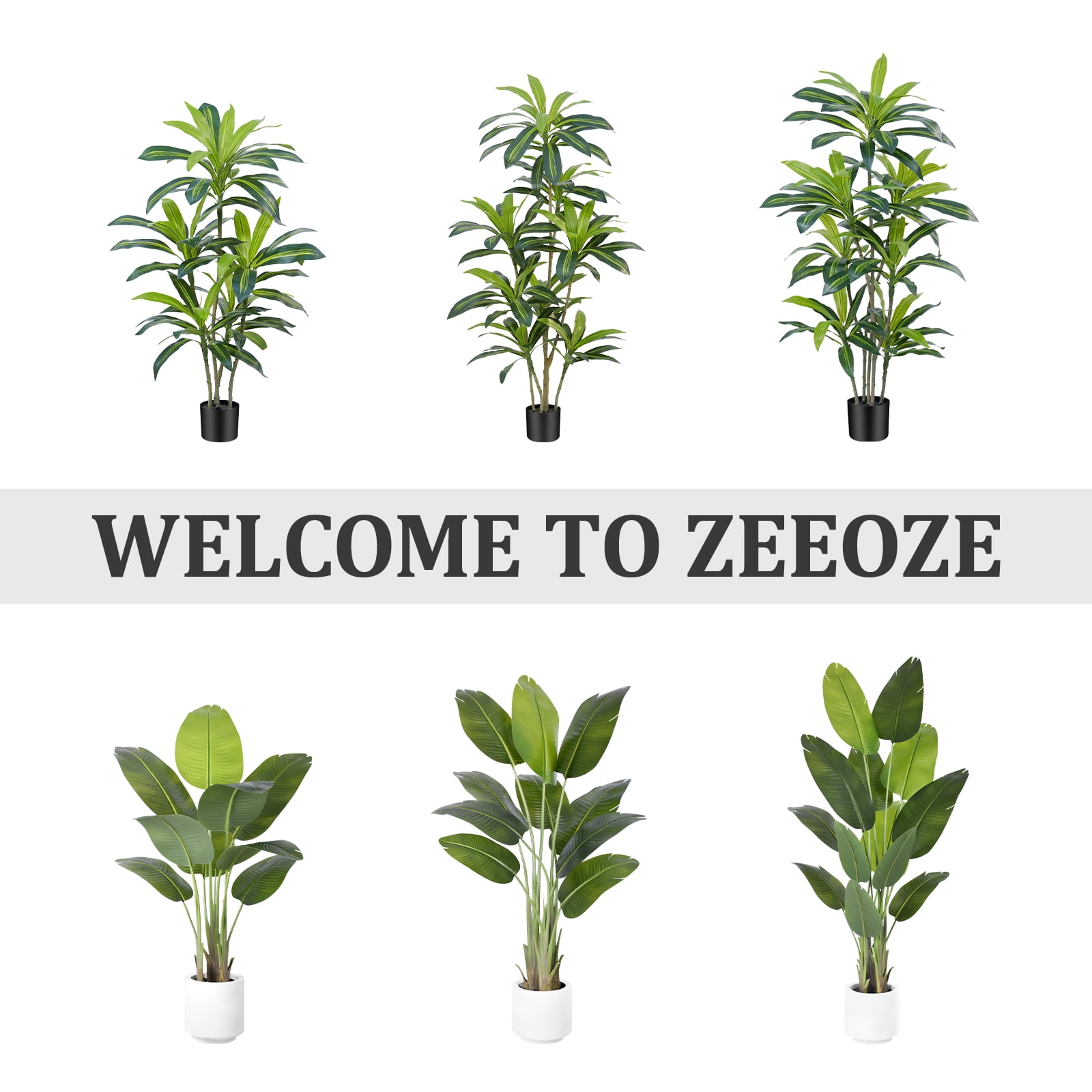 Artificial Bird of Paradise Plant 4Ft Tall Fake Tropical Palm Tree Large Fake Plants with 9 Silk Banana Leaves Faux Plant Indoor Decor Trees with White Pot for Home Bedroom Living Room Office