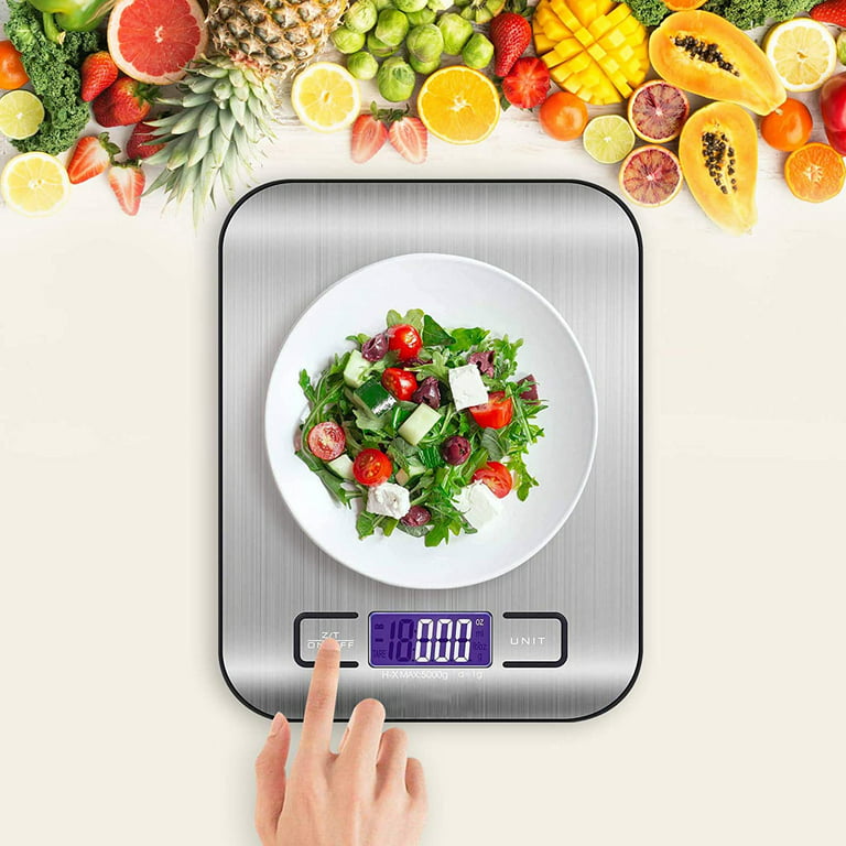 YouYeap Digital Kitchen Scale Food Scale, 11 lb/5 kg Stainless Steel Lcd  Display Tare Function Automatic Shutdown, Silver