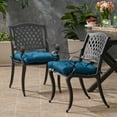 thumbnail image 2 of Brody Outdoor Cast Aluminum Dining Chair with Cushion, Set of 2, Antique Matte Black, Dark Teal, 2 of 6
