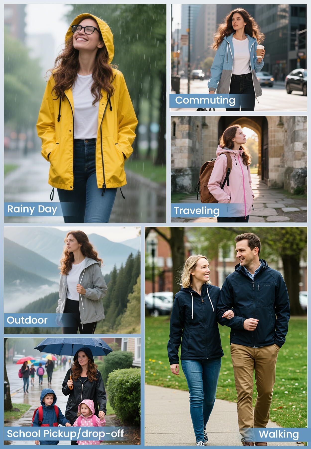 American Trends Women's Waterproof Rain Jacket, Black photo 4