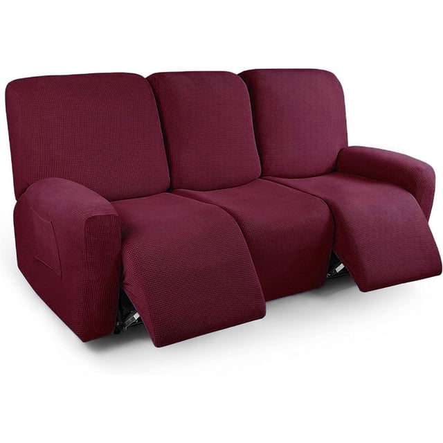Xiao Hua Funda de sofá elástica de color rojo intenso, funda de sillón de vellón grueso, funda protectora para sofá de sala de estar, 3 plazas