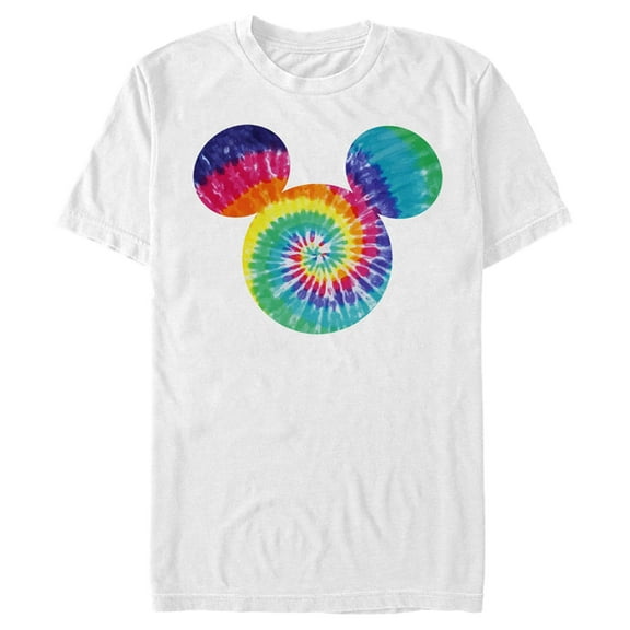 Men's Mickey & Friends Rainbow Tie-Dye Mickey Mouse Logo  Graphic Tee White X Large