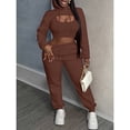 thumbnail image 4 of Women's Three-Piece Sportswear Set: Sexy Long-Sleeve Pullover Hoodie, Short Vest Top, Casual Pants Sports Set, 4 of 5