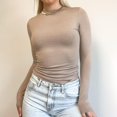 thumbnail image 5 of Tops de manga larga para mujer Slim Fit doble capa para salir Crop Top primavera otoño color sólido camisetas, 5 of 5