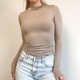 thumbnail image 5 of Tops de manga larga para mujer Slim Fit doble capa para salir Crop Top primavera otoño color sólido camisetas, 5 of 5