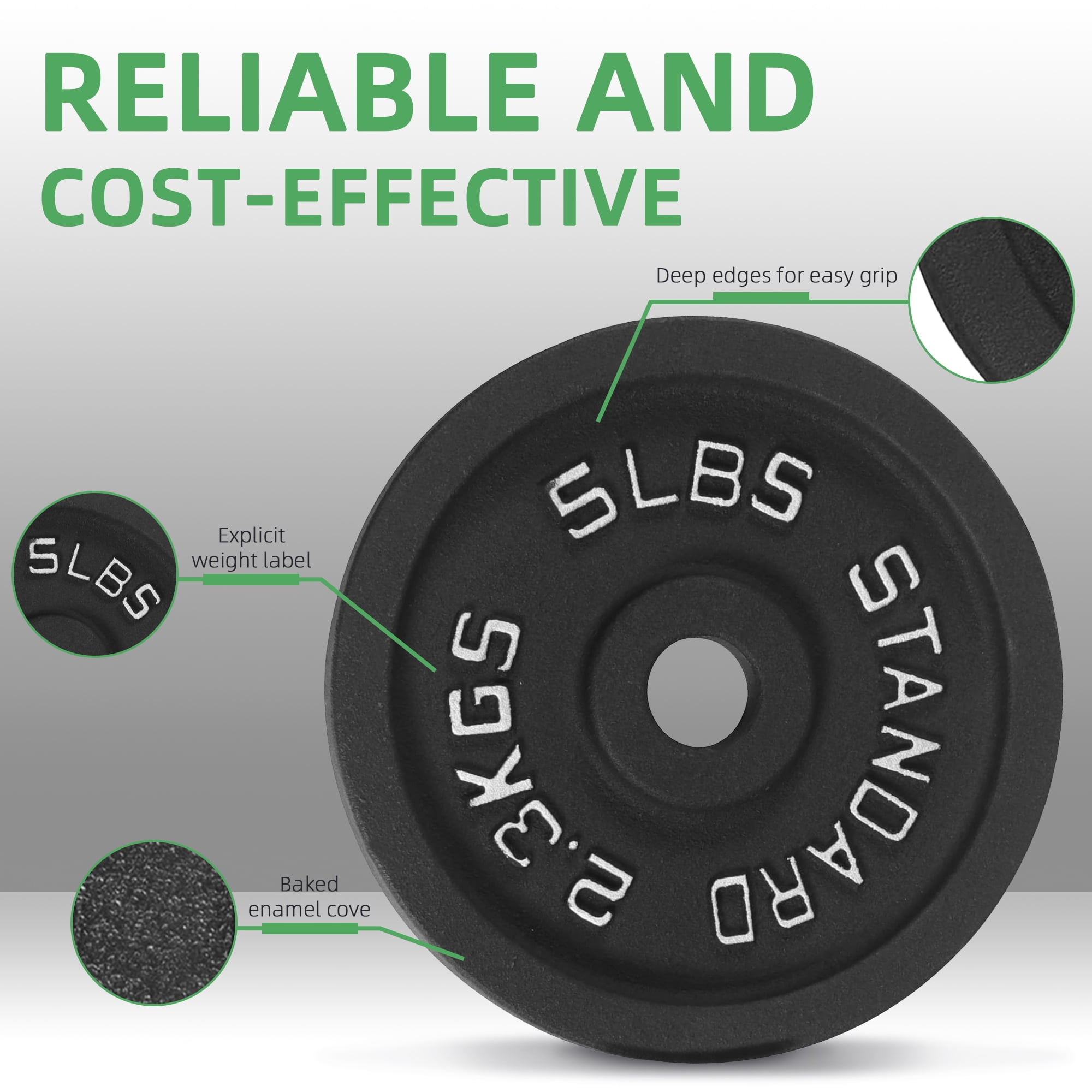 BalanceFrom Classic Weight Plates, Cast Iron, 5 Pound