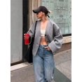 thumbnail image 4 of Chaqueta corta con botones y bolsillos para mujer, abrigo informal de manga larga y cuello en V, color liso, novedad de otoño, 2024, 4 of 4