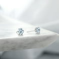 thumbnail image 4 of Gem Stone King Platinum Sky Blue Topaz Stud Earrings for Women Men (2.00 Cttw, Gemstone Birthstone, Round 6MM), 4 of 6