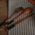 thumbnail image 6 of 4X Wooden Flatware Set, Wooden Portable Set Chopsticks Spoon Fork Tableware Dinnerware with Black Twining Thread, 6 of 8